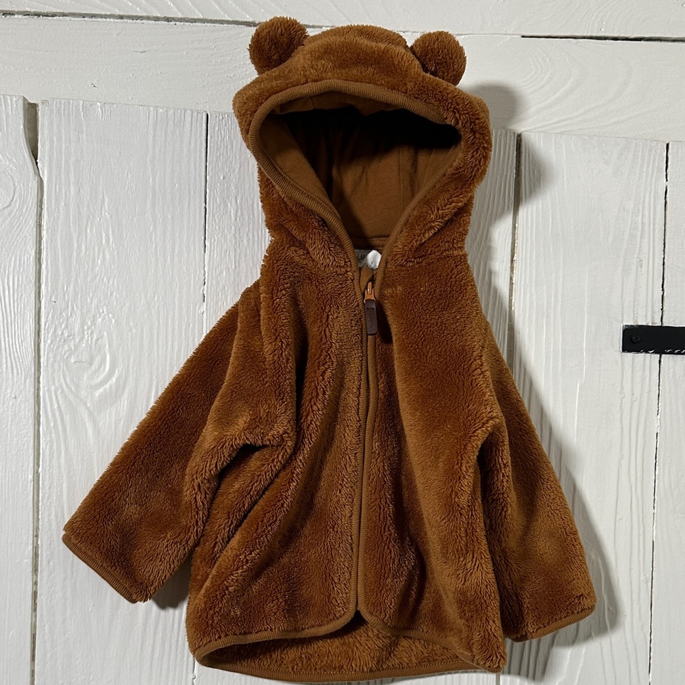 H&M Cozy Brown Kids Puffer with Bear Ears